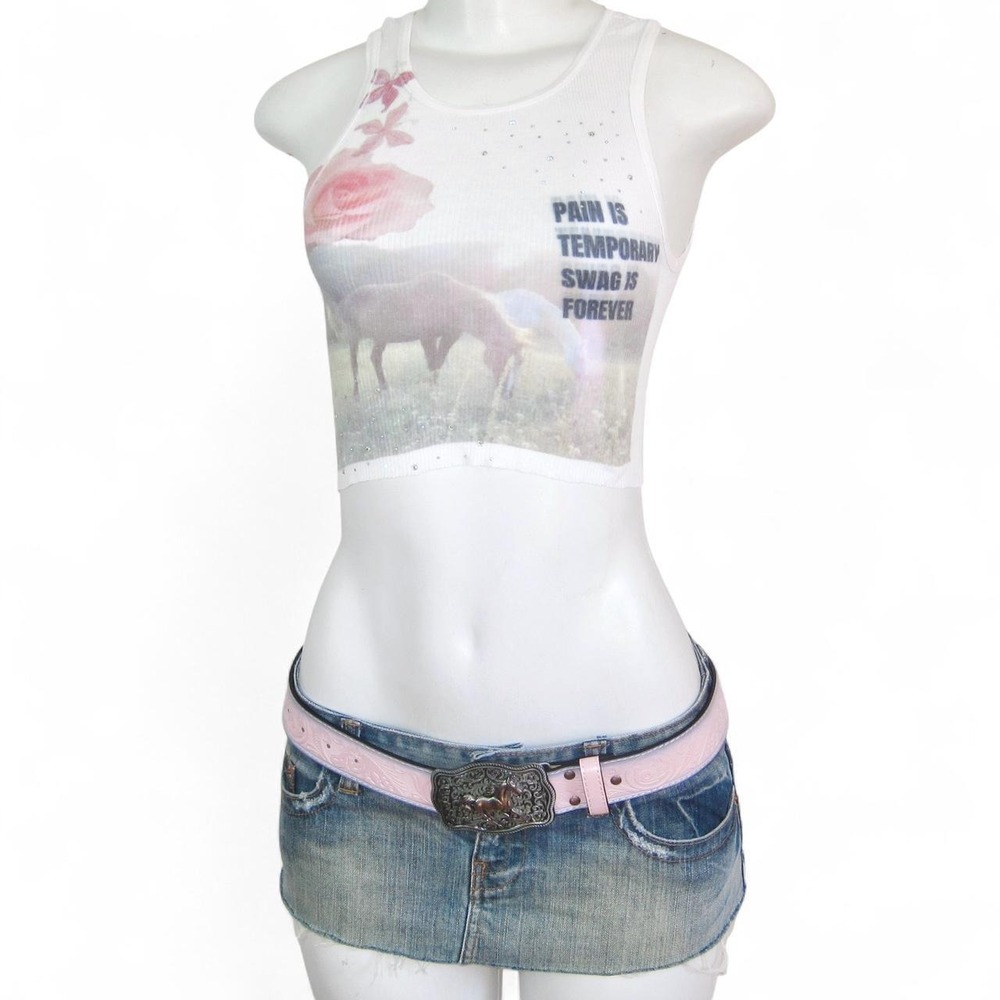 y2k horse graphic rhinestone tank top